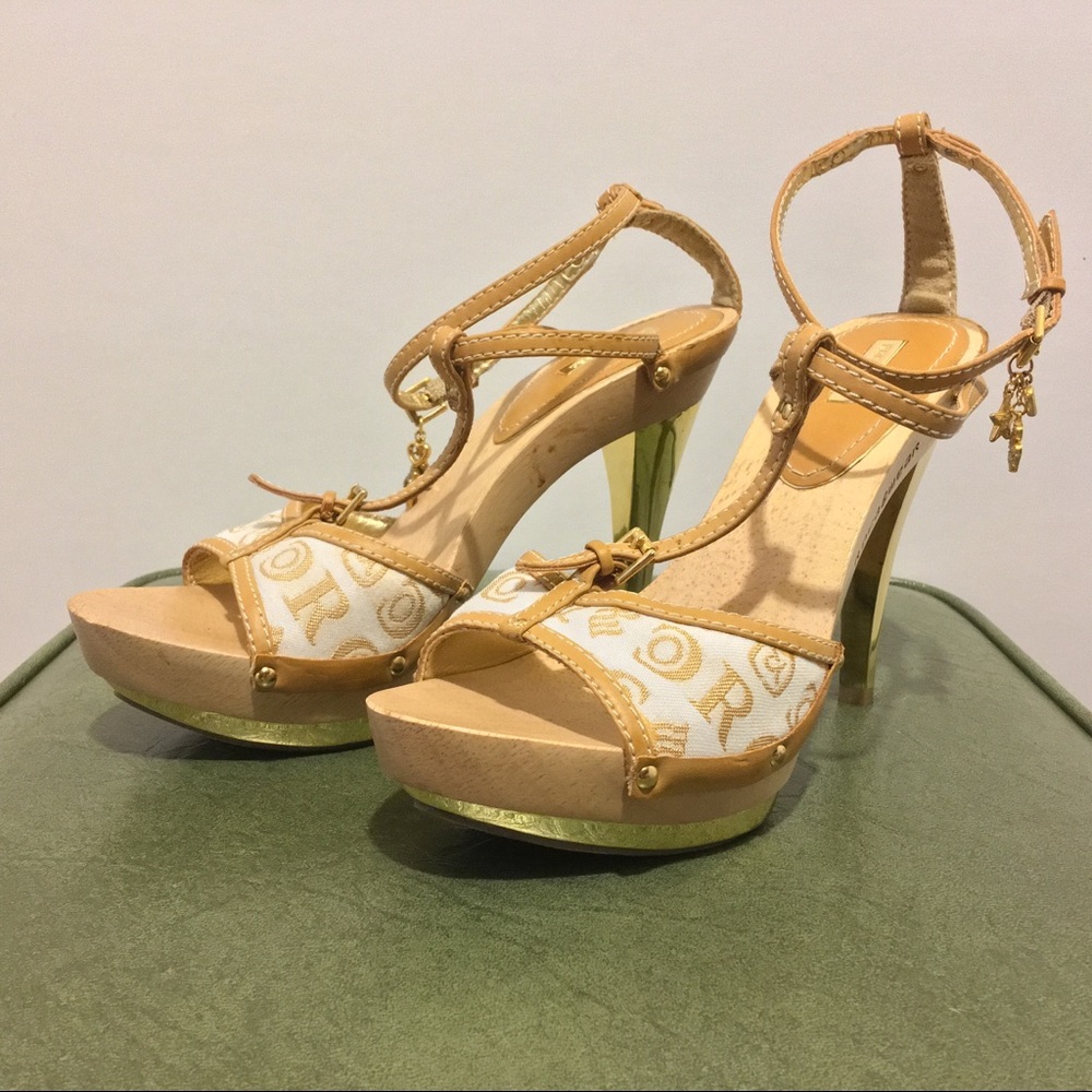 rocAwear Wood & Metallic Gold Heels
